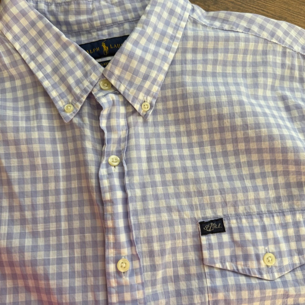 Ralph Lauren Classic Fit Gingham Short‎ Sleeve Button Down Shirt Men's XXL